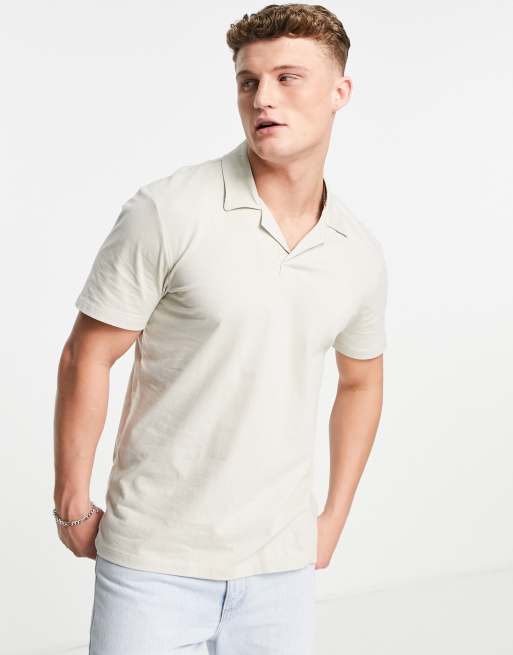 Only & Sons revere polo shirt in beige 