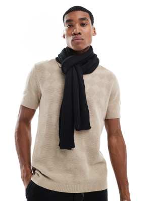 ONLY & SONS rib knit scarf in black