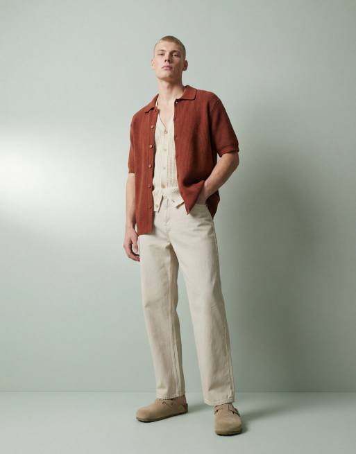 ONLY & SONS rib knit shirt in rust brown, 9 of 12