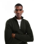 [ONLY & SONS] ONLY & SONS ribbed half zip jumper in dark green XS Rosin