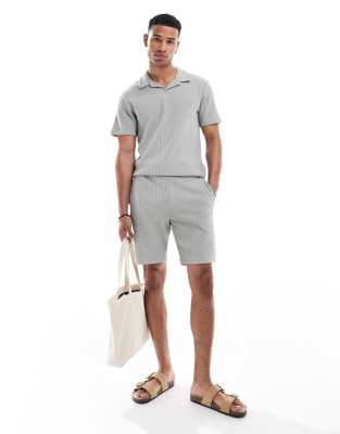 ribbed jersey short in light gray - part of a set