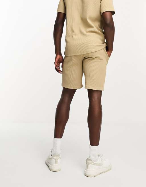 Only & Sons ribbed jersey shorts in beige - part of a set, 2 of 4