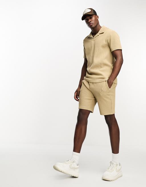 Only & Sons ribbed jersey shorts in beige - part of a set, 4 of 4