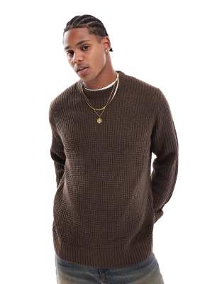 ONLY & SONS ONLY & SONS ribbed knit jumper in brown