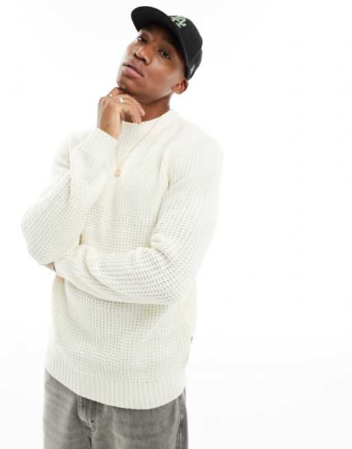 Only & Sons ribbed knit sweater in white