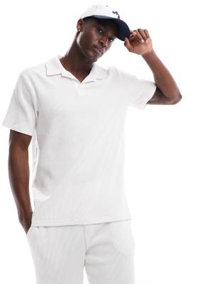 ribbed oversized polo set in white