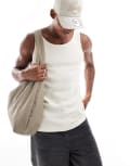 [ONLY & SONS] ONLY & SONS ribbed tank top in cream-White M Antique White
