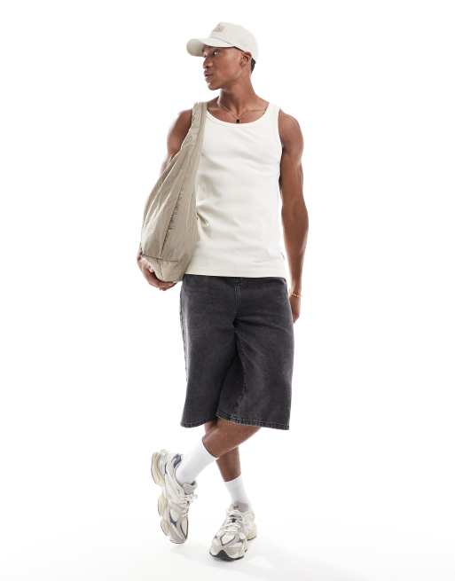 ONLY & SONS ribbed tank top in cream