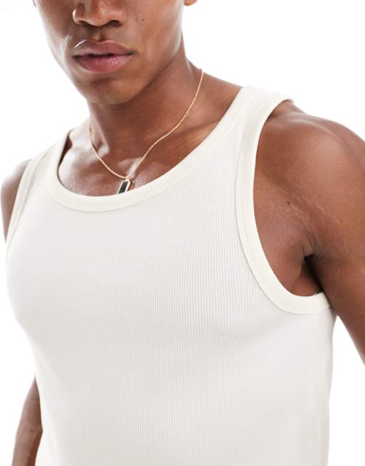 ONLY & SONS ribbed tank top in cream