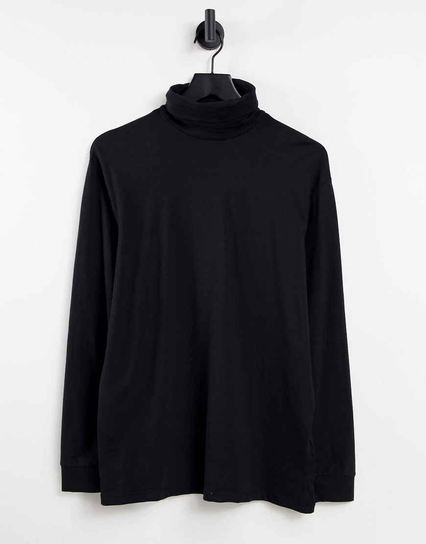 Only & Sons Roll Neck Long Sleeve Top In Black
