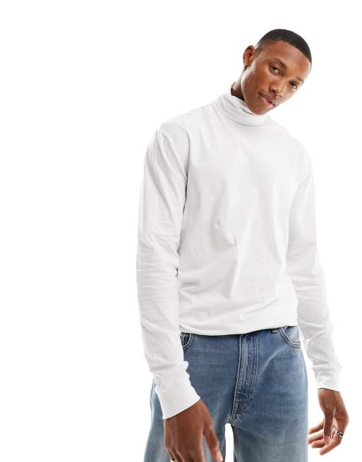 ASOS DESIGN turtle neck long sleeve top in white