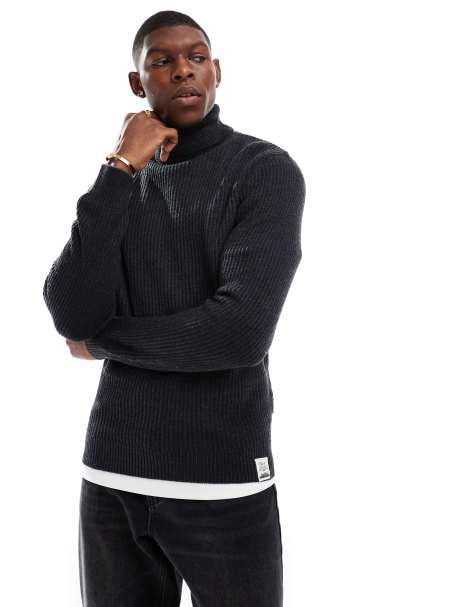 ONLY & SONS roll neck sweater in dark gray - view 1