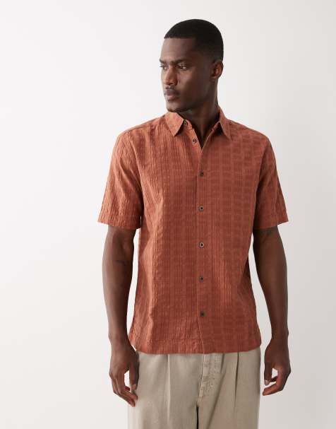 ONLY & SONS – Rostbrun, texturerad skjorta med korta ärmar - view 1