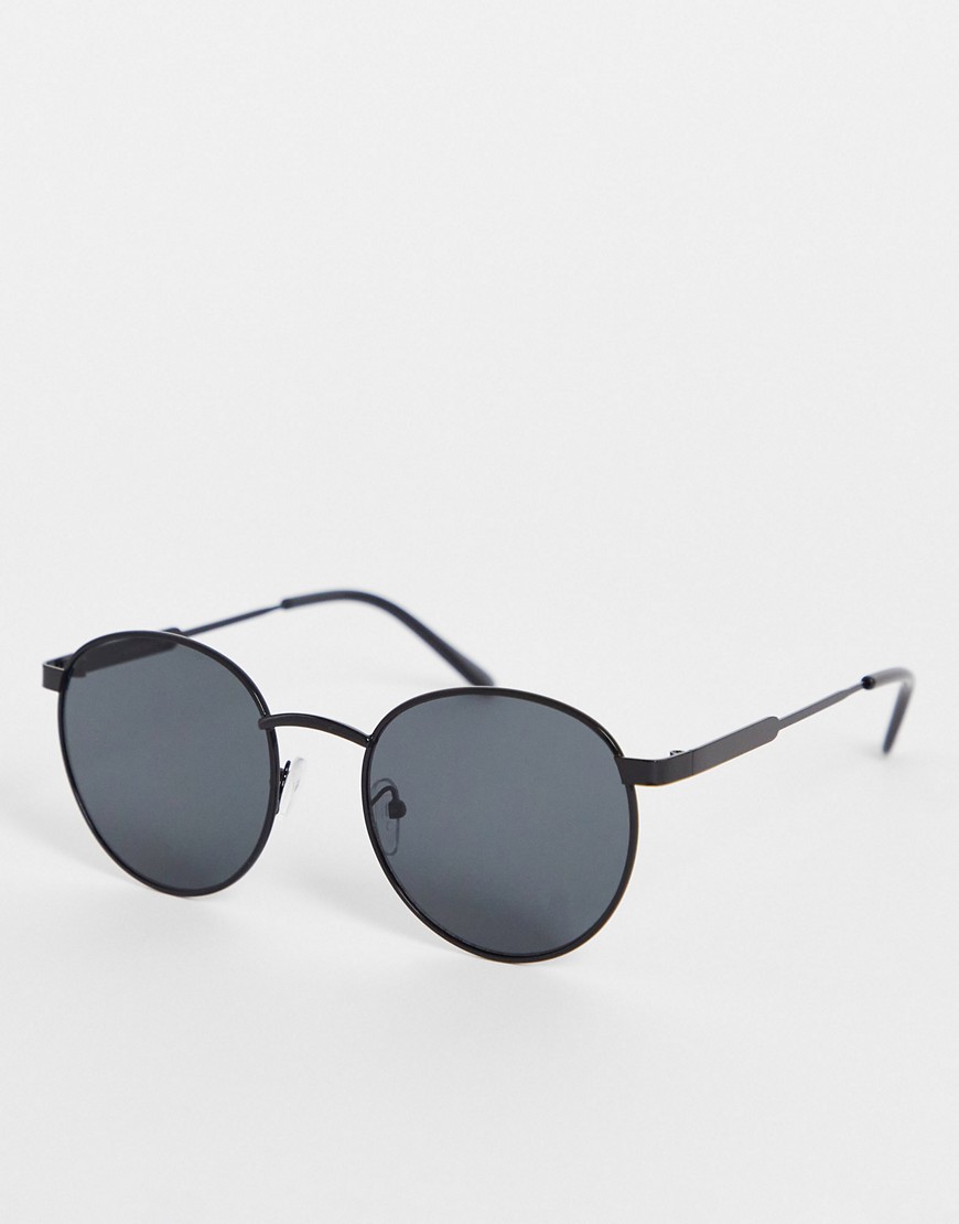 Only & Sons round sunglasses in black