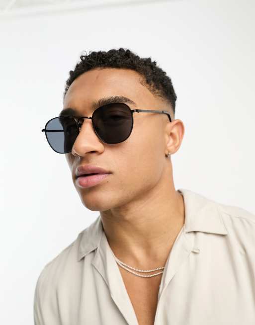 Only & Sons round sunglasses in black | ASOS