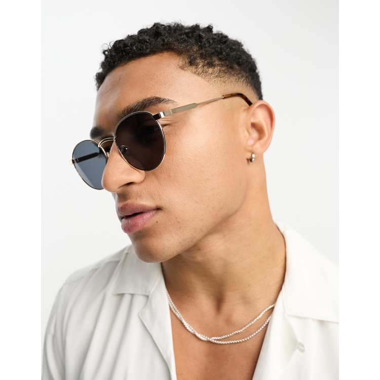 Round gold cheap sunglasses men