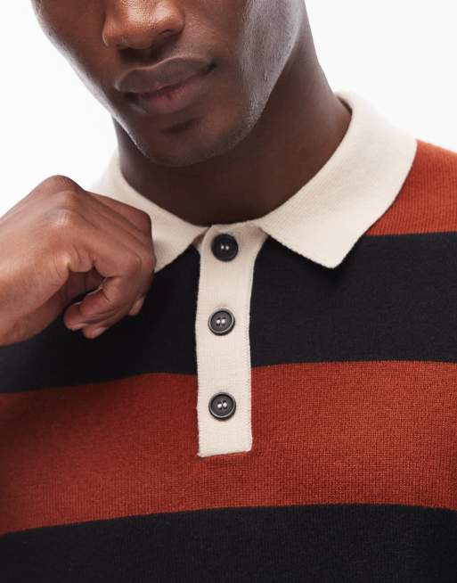ONLY & SONS rugby knit jumper in black & red stripe, 5 of 5