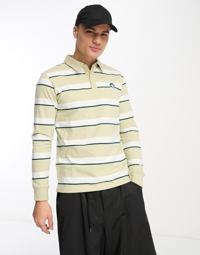 ONLY & SONS - rugby polo in beige stripe