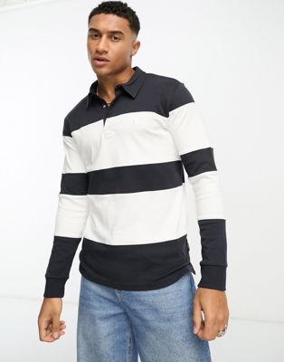Only & Sons rugby polo in navy stripe  - ASOS Price Checker
