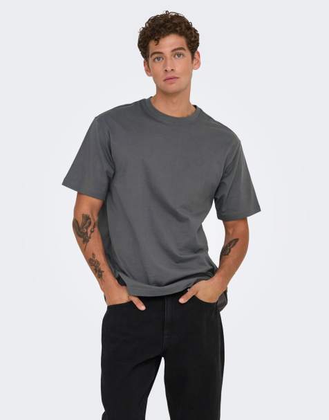 Only & Sons - Ruimvallend T-shirt in blauw met wassing - view 1