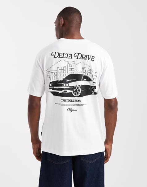 Only & Sons - Ruimvallend T-shirt met Drive-print op de achterkant in wit - view 1