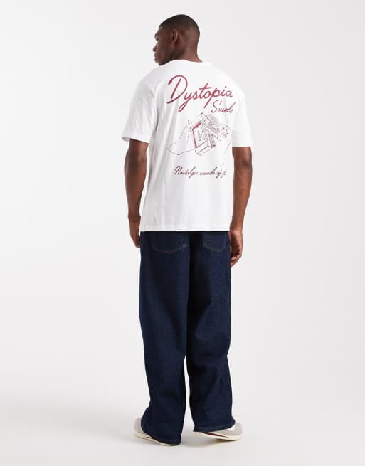 Only & Sons - Ruimvallend T-shirt met Dystopia-print op de achterkant in wit, 2 van 5