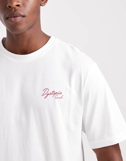Only & Sons - Ruimvallend T-shirt met Dystopia-print op de achterkant in wit, 5 van 5
