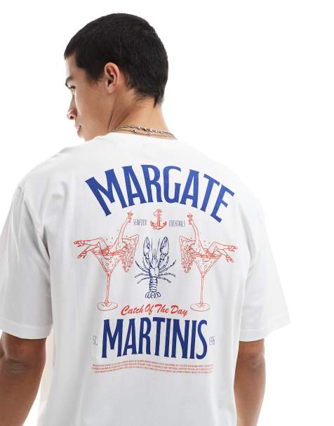 Only & Sons - Ruimvallend T-shirt met Margate-print op de achterkant in wit - view 1