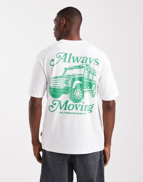 ONLY & SONS - Ruimvallend T-shirt met 'Moving'-print op de achterkant in wit - view 1