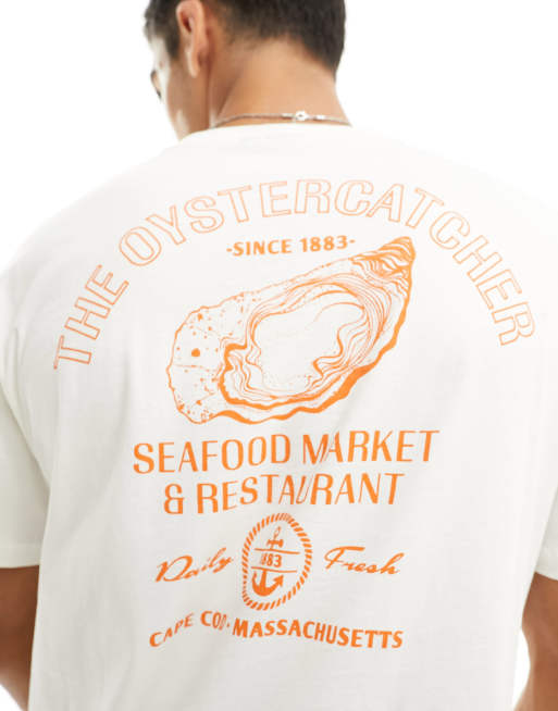 Only & Sons - Ruimvallend T-shirt met oester in wit