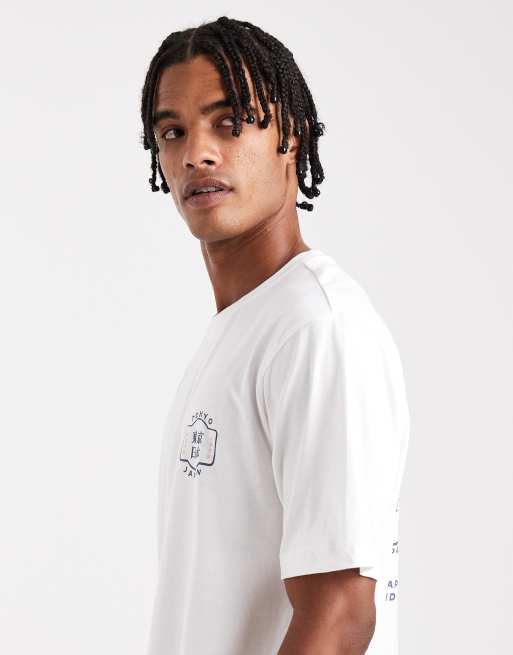 ONLY & SONS - Ruimvallend T-shirt met Rainy Day-print op de achterkant in wit, 4 van 5