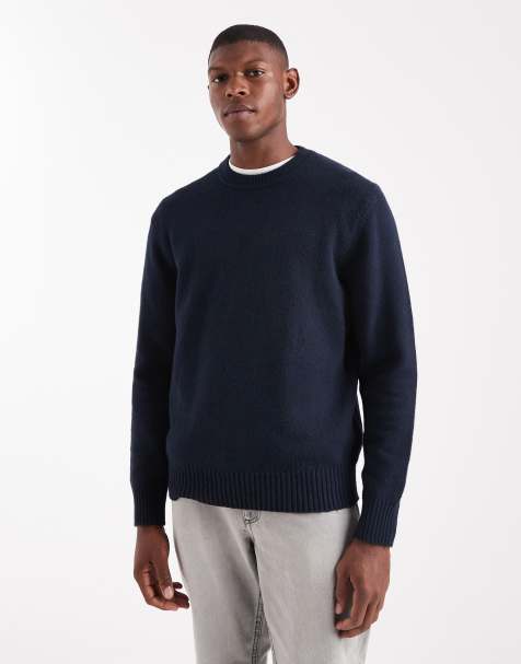 ONLY & SONS - Ruimvallende gebreide trui met ronde hals in marineblauw - view 1