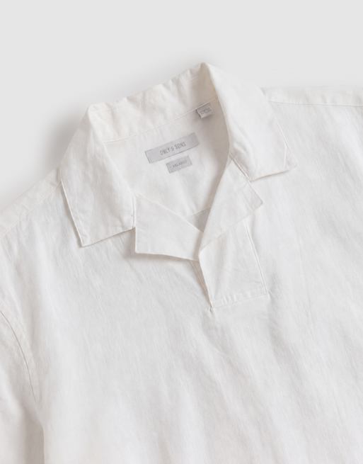 ONLY & SONS - Ruimvallende polo met linnen in crème, 8 van 9