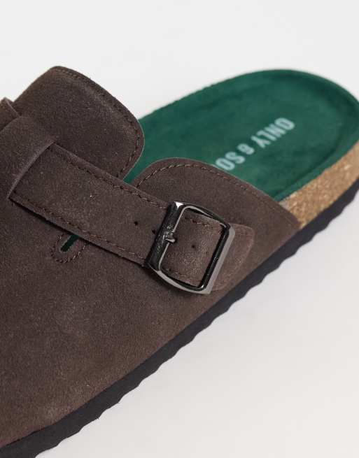 ONLY & SONS - Sabots imitation daim avec boucle - Chocolat, 3 de 4
