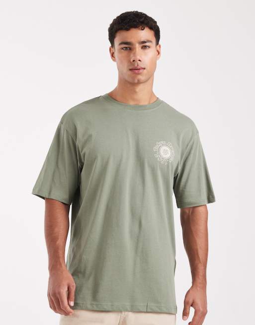 ONLY & SONS – Salviagrön, avslappnad t-shirt med Tokyo-tryck baktill, 3 av 5