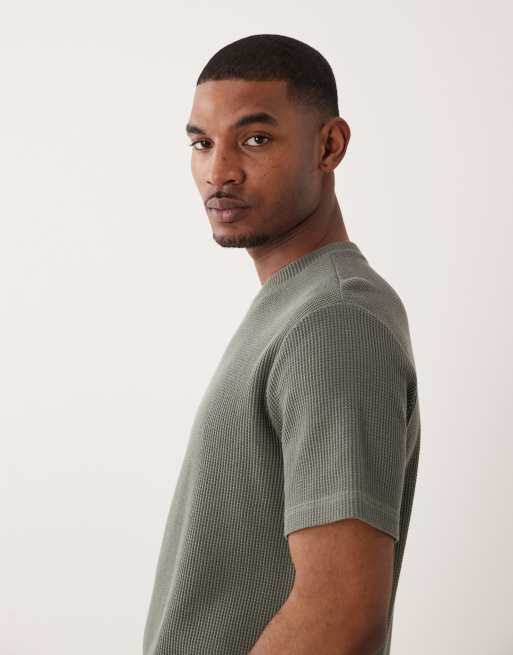 ONLY & SONS – Salviagrön, våfflad t-shirt med avslappnad passform, 3 av 5