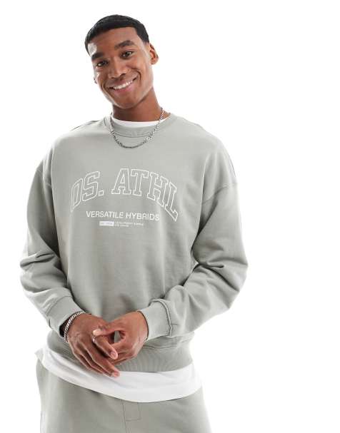 Only & Sons - Salviegrøn sweater med rund hals og atletisk print - Del af sæt - view 1