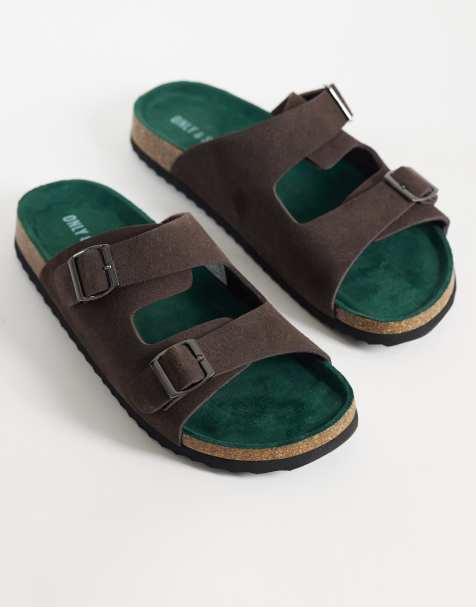 ONLY & SONS - Sandali stile sabot in camoscio sintetico color cioccolato - view 1