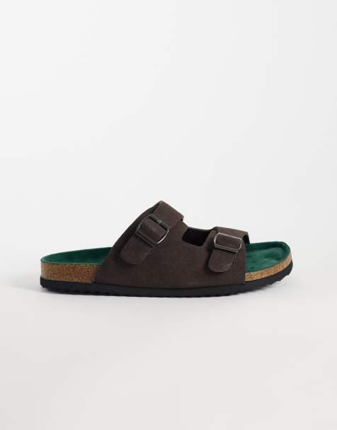 ONLY & SONS - Sandalias marrón chocolate estilo mules de antelina - view 1