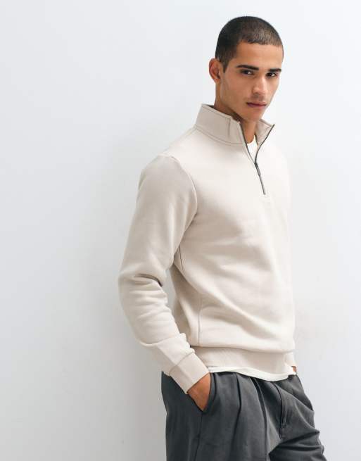 Only & Sons – Sandfärgad sweatshirt med halv dragkedja, 5 av 5