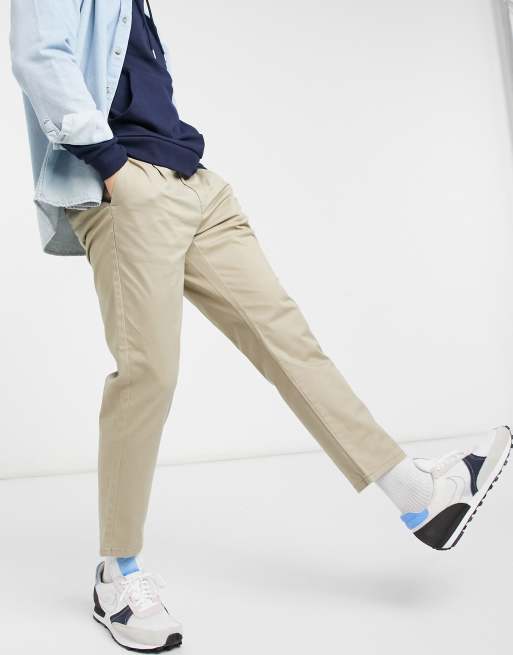 Only & Sons – Sandfärgade ankellånga chinos med smal passform