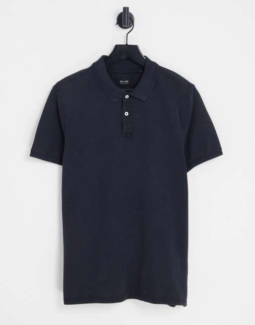 Only& Sons – Schmal geschnittenes Poloshirt in verwaschenem Marineblau , 2 von 4