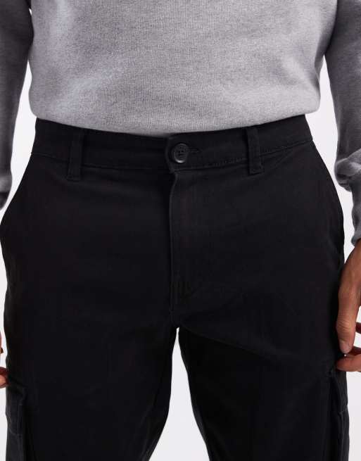 ONLY & SONS – Schmal zulaufende Cargohose in Schwarz mit Bündchen, 4 von 5
