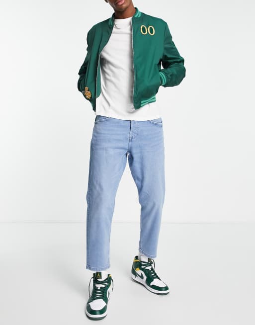 Only & Sons – Schmal zulaufende Jeans mit kurzem Schnitt in Hellblau
