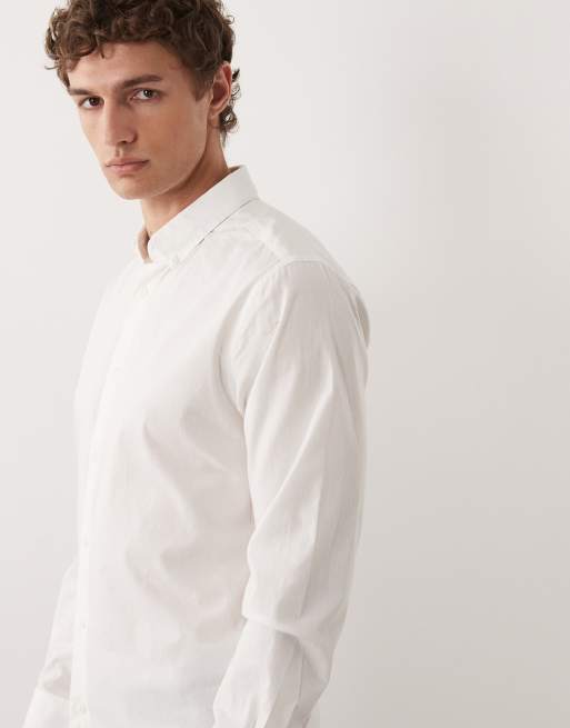 Only & Sons – Schmales Popeline-Hemd in Weiß mit Stretchanteil, 4 von 9