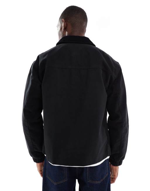 ONLY & SONS – Schwere Oversize-Barnjacke in Schwarz mit Cordkragen, 3 von 5