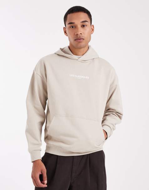 ONLY & SONS – Schwerer Relaxed-Fit-Kapuzenpullover in Weiß mit Print - view 1