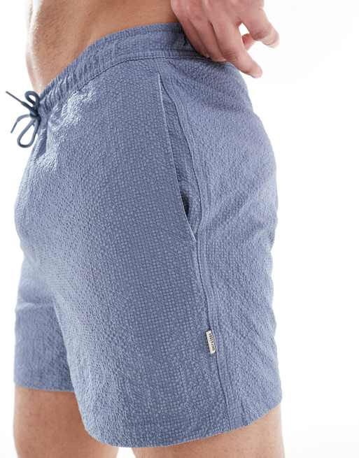 Only & Sons – Seersucker-Badeshorts in Blau, 2 von 4