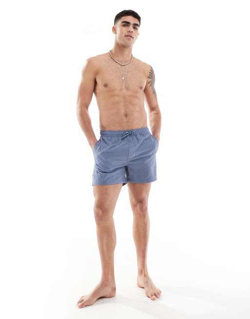 Only & Sons – Seersucker-Badeshorts in Blau, 3 von 4