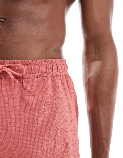 ONLY & SONS – Seersucker-Badeshorts in Dunkelrosa, 2 von 4